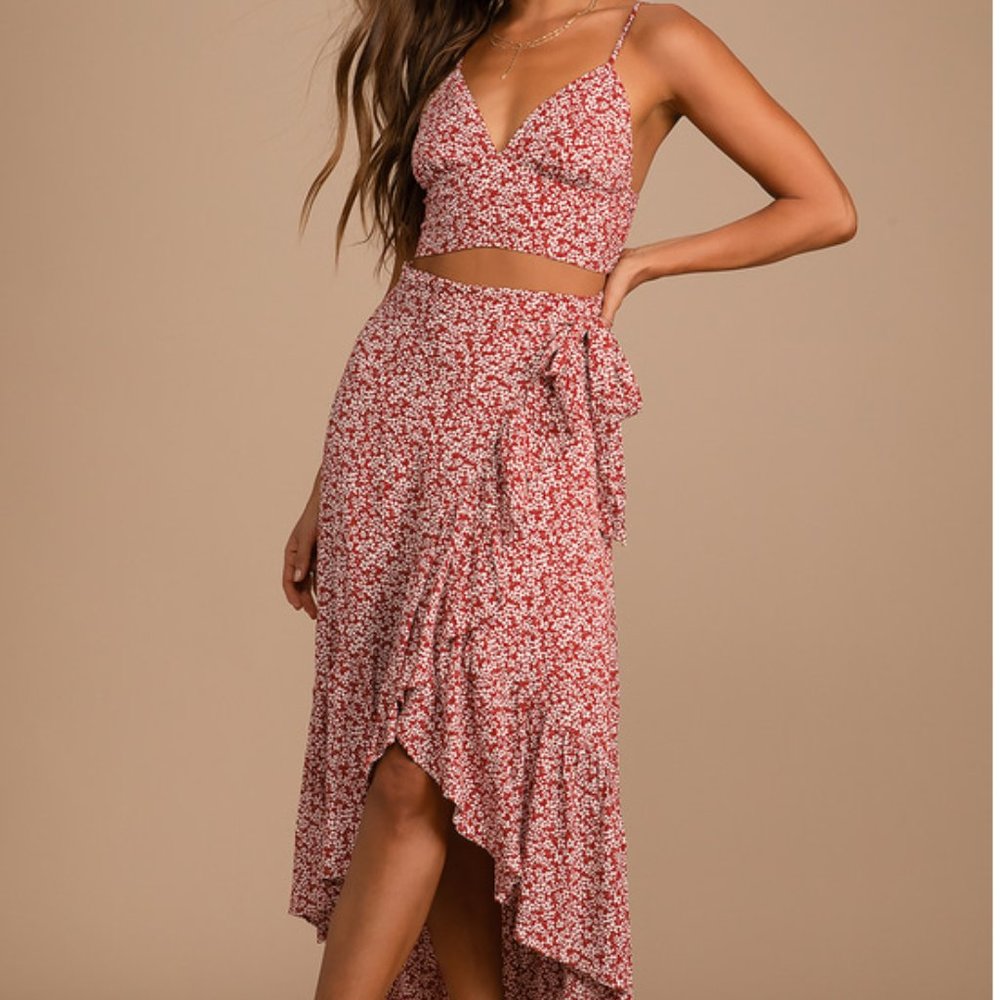 Lulus Floral Print Two-Piece Midi Dress